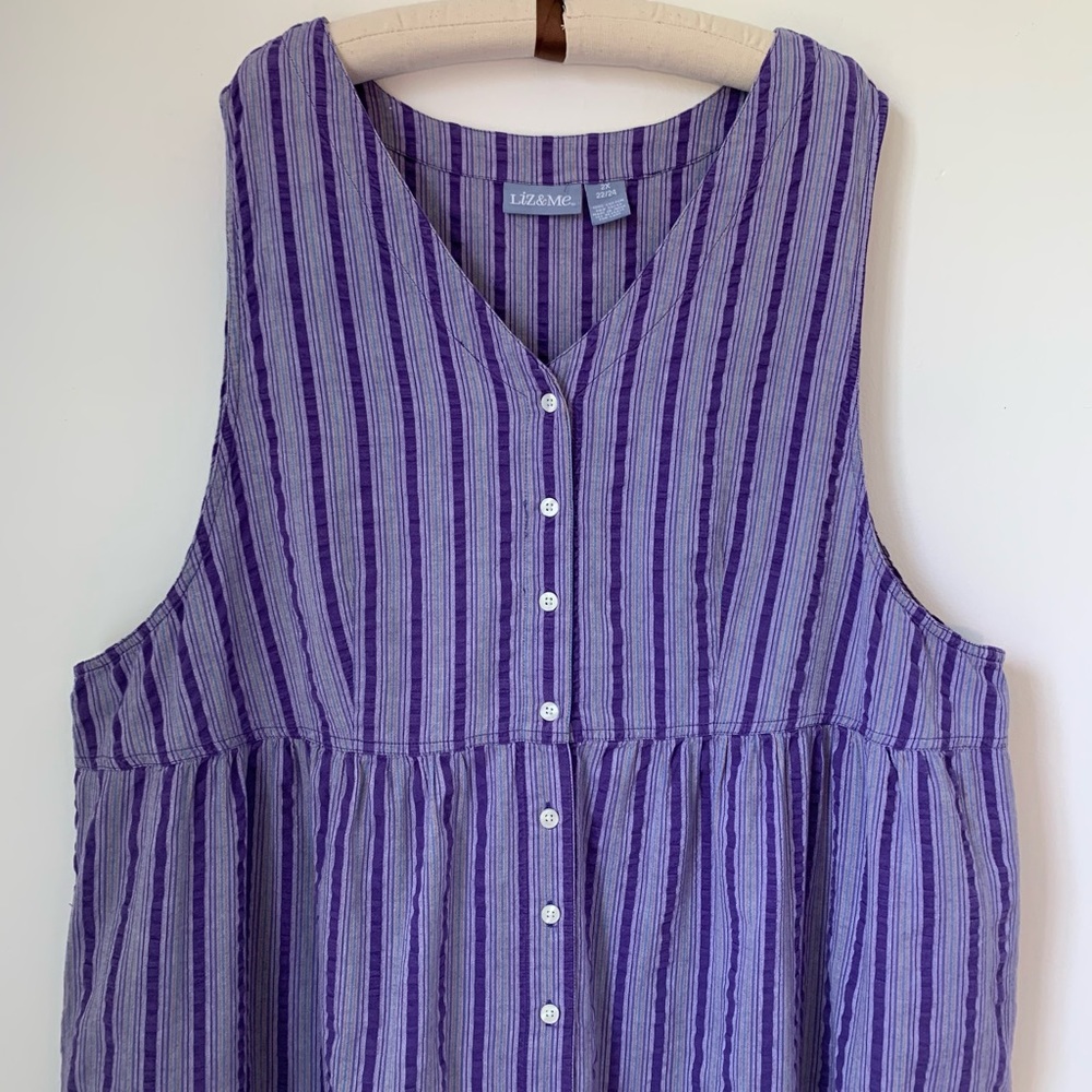 Liz & Me Purple Striped Midi Dress - Picture 2 of 12